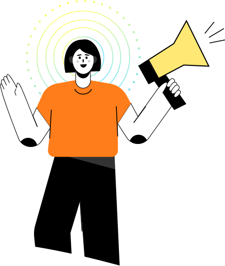 woman having loud speaker on her hands